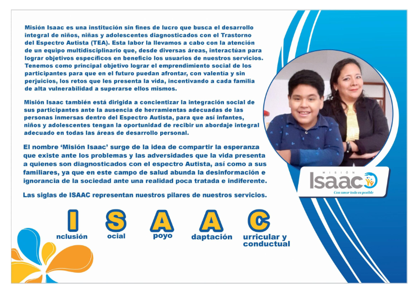 Material institucional de Misión Isaac